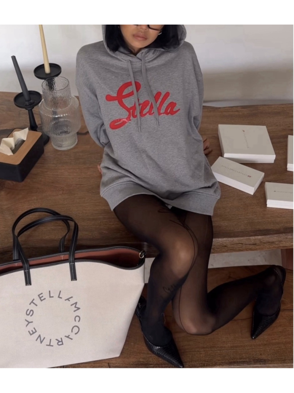Stella McCartney H&M Grey Logo Hoodie Size M NWT Sold Out Blogger Favorite